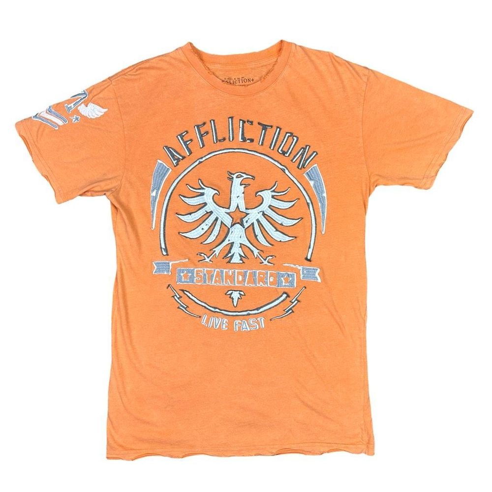 Y2K Affliction Distressed Standard Live Fast Short Sleeve Tee - Size Medium